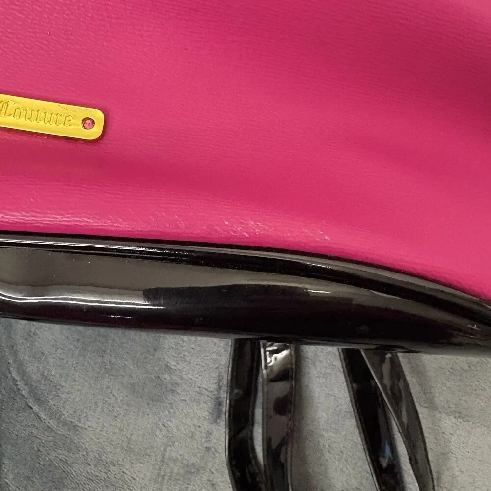 Y2kJuicy Couture Hot Pink Drawstring Bucket Backpack Gold Hardware Black Straps